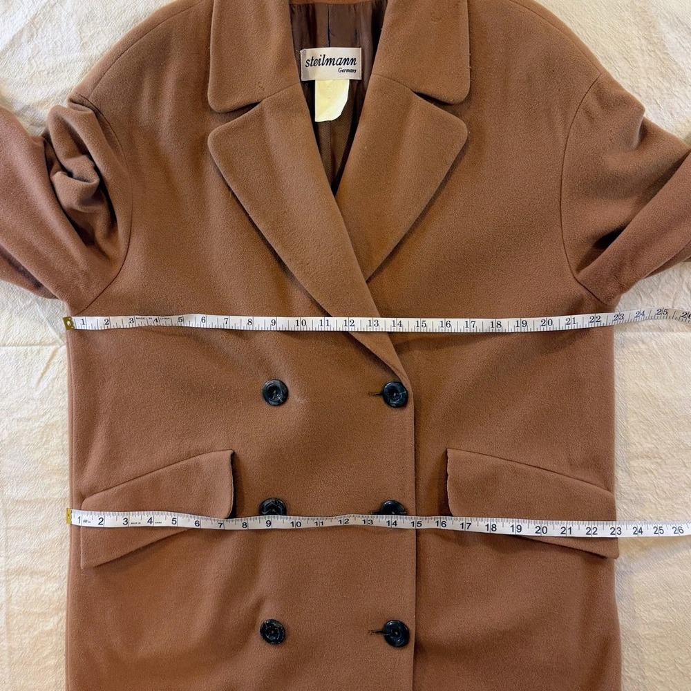 STEILMANN Mohair Cashmere Virgin Wool Long Coat Womens M Camel Brown - Picture 7 of 16